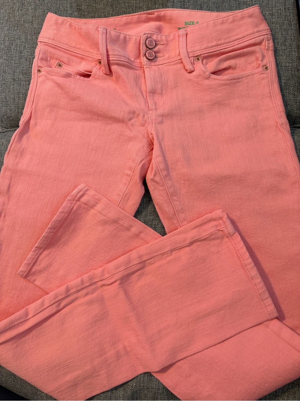 Lilly Pulitzer Worth Straight Jean Salmon/Coral colored size 2 VGUC low rise